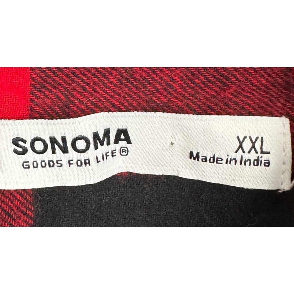 Sonoma Goods For Life Shirt Flannel Men 2xl Red Black Buffalo Check Standard New — image 5 of 8